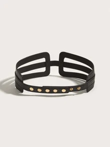 幾何束腰帶 - 黑色 - 查看 3