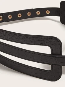 幾何束腰帶 - 黑色 - 查看 5