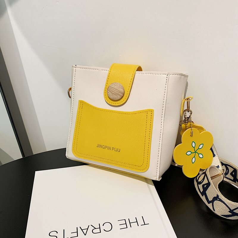 

Snap Button Crossbody Bag, Yellow