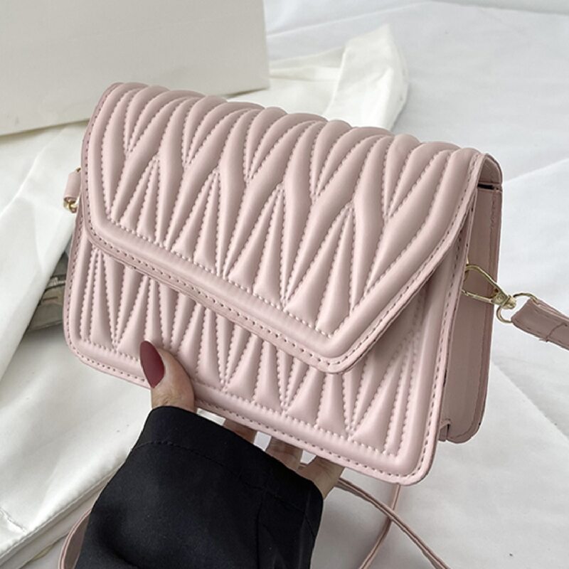 

Quilted Flap Crossbody Bag, Pink