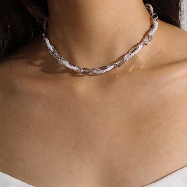 

Faux Pearl Beaded Necklace, Multicolor