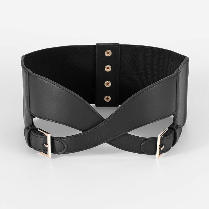 

Buckle Decor Wide Belt, Black