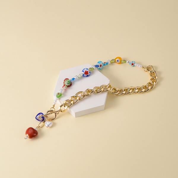 

Heart Decor Necklace, Burgundy
