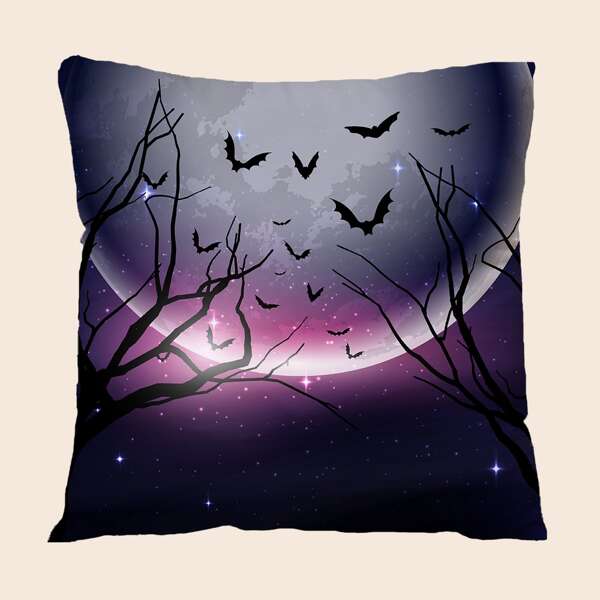 

Halloween Cartoon Graphic Cushion Cover Without Filler, Multicolor