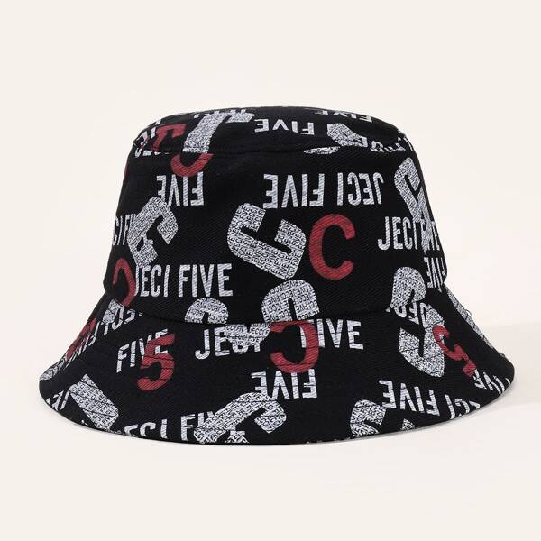 

Letter Graphic Bucket Hat, Black