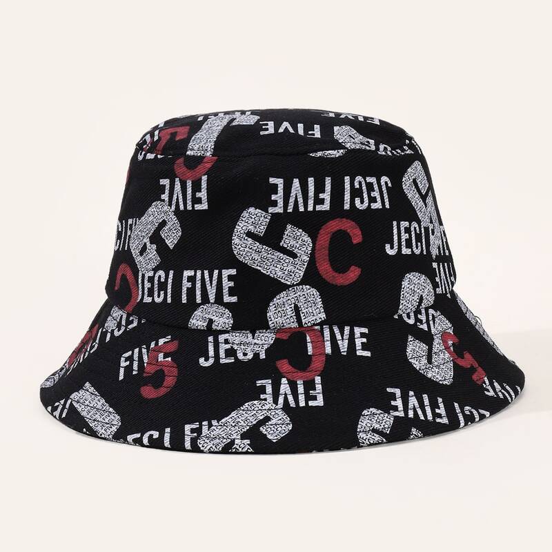 

Letter Graphic Bucket Hat, Black