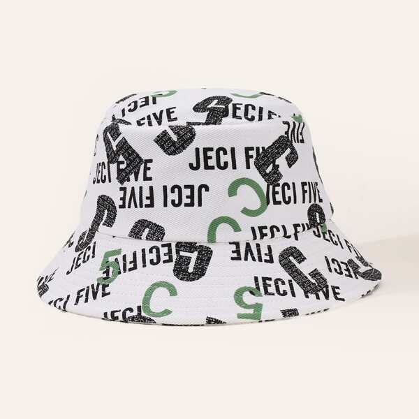 

Letter Graphic Bucket Hat, White