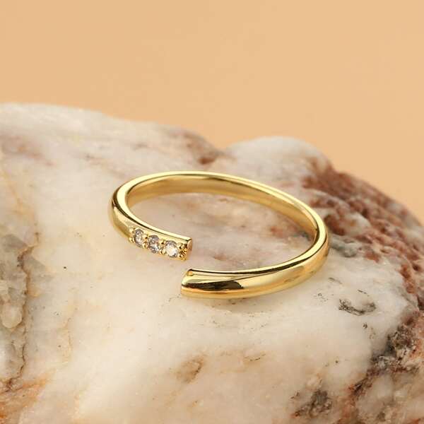 

18K Gold Plated Zircon Decor Cuff Ring