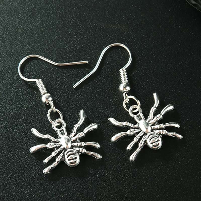 

Spider Drop Earrings, Silver