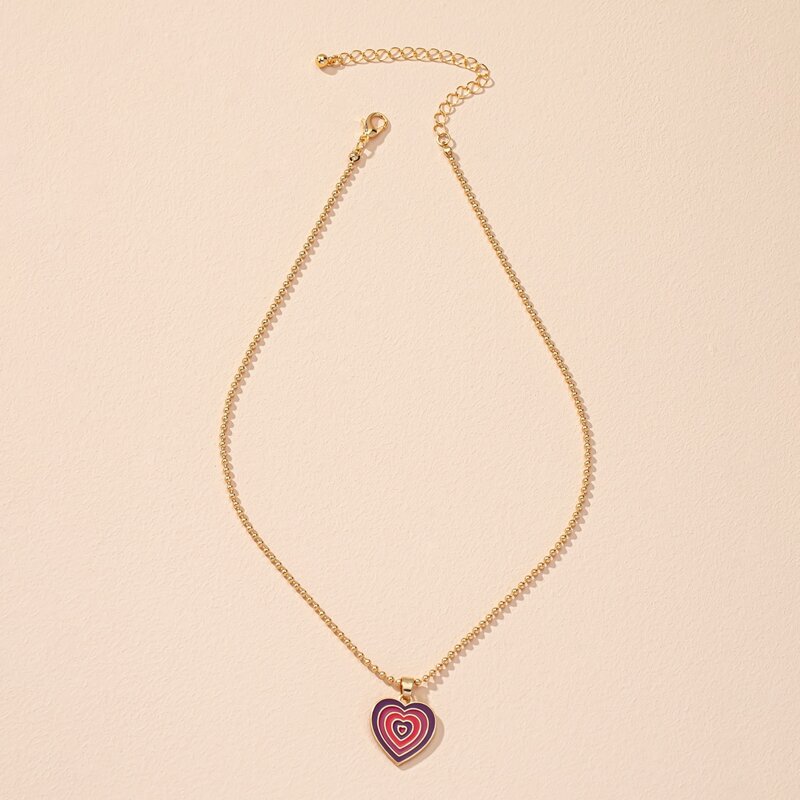 

Heart Pendant Chain Necklace, Multicolor