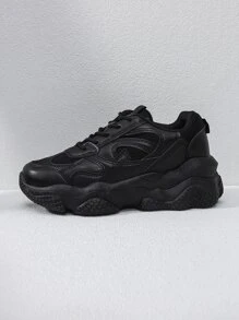 繫帶厚底運動鞋 - 黑色 - 查看 2