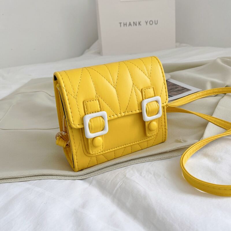 

Double Buckle Flap Crossbody Bag, Yellow