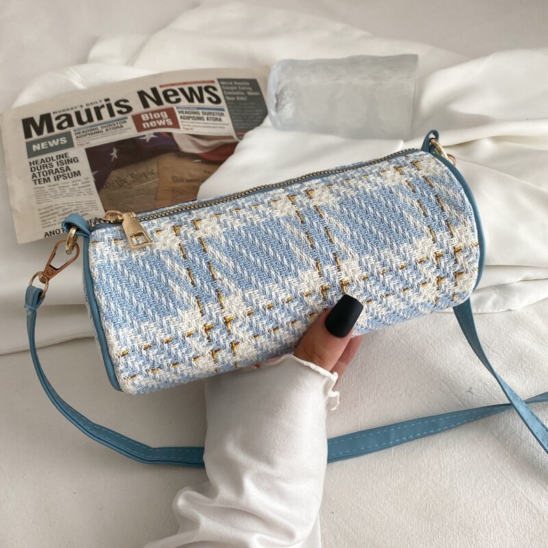 

Tweed Crossbody Bag, Baby blue