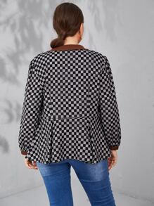 Mulvari 大碼棋盤格拼接邊褶皺夾克 - 彩色 - 查看 2