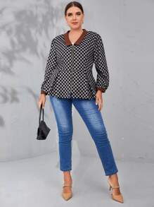 Mulvari 大碼棋盤格拼接邊褶皺夾克 - 彩色 - 查看 3