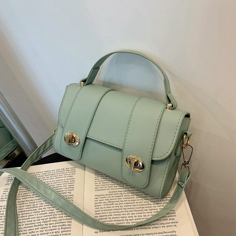 

Turn Lock Flap Satchel Bag, Green
