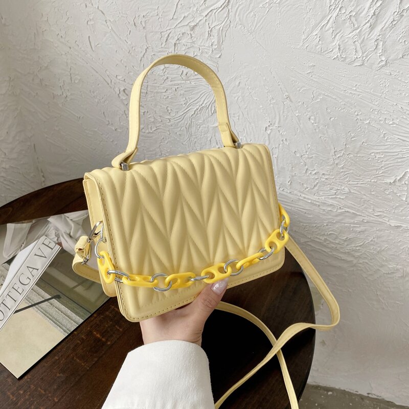 

Minimalist Flap Satchel Bag, Yellow