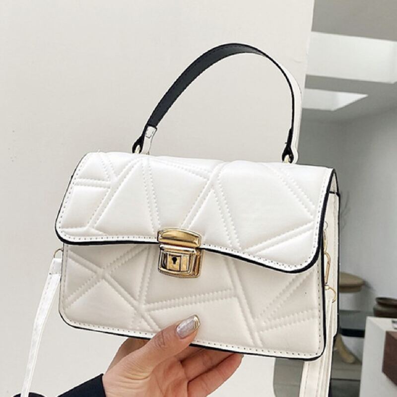 

Metal Buckle Flap Satchel Bag, White
