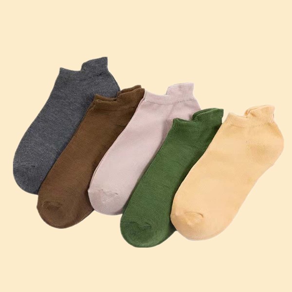 

5pairs Men Solid Ankle Socks, Multicolor
