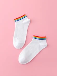 Rainbow Striped Ankle Socks - Multicolor - View 2