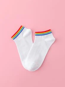 Rainbow Striped Ankle Socks - Multicolor - View 4