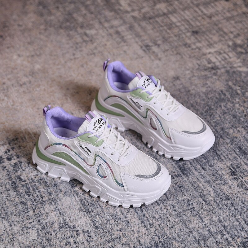 

Lace Up Front Mesh Panel Sneakers, Multicolor