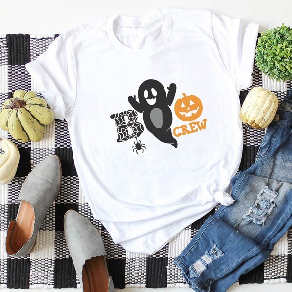 

Ghost & Letter Graphic Tee, White