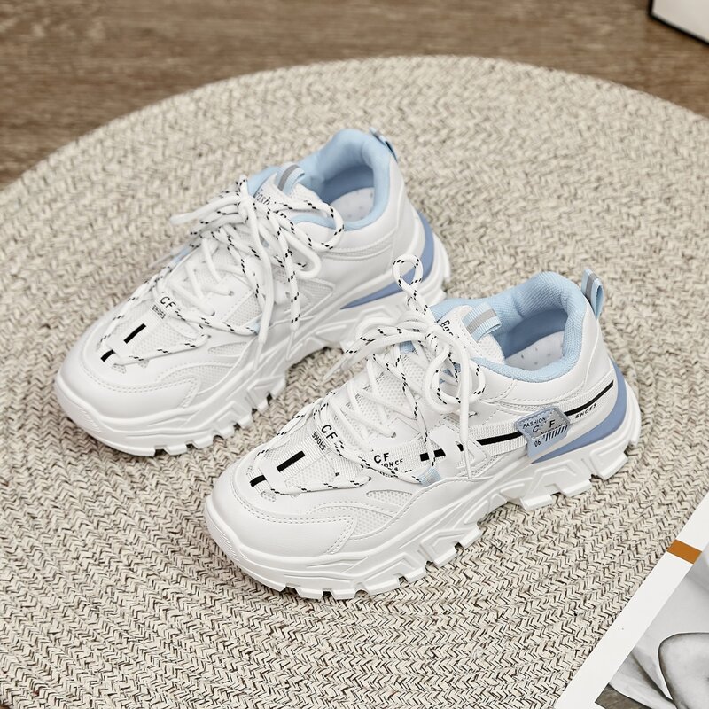 

Lace Up Front Mesh Panel Sneakers, White