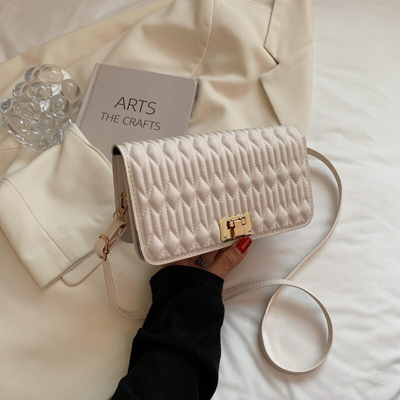 

Quilted Flap Crossbody Bag, Beige