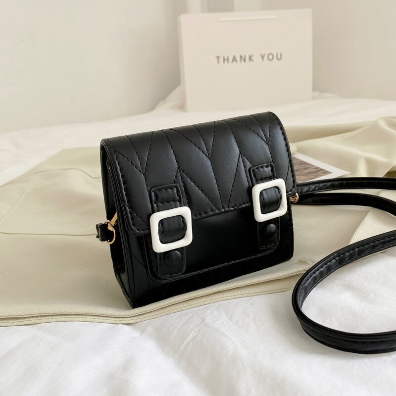 

Double Buckle Flap Crossbody Bag, Black