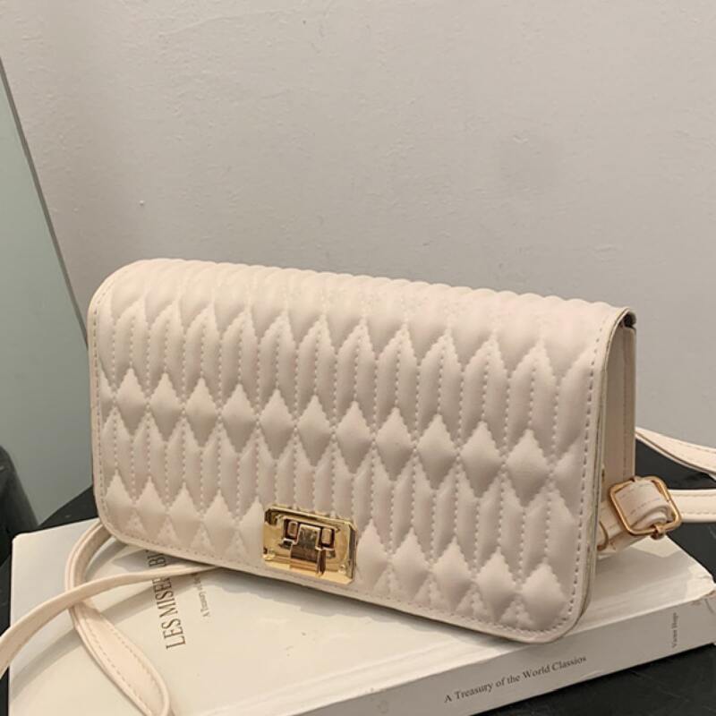 

Quilted Flap Crossbody Bag, Beige