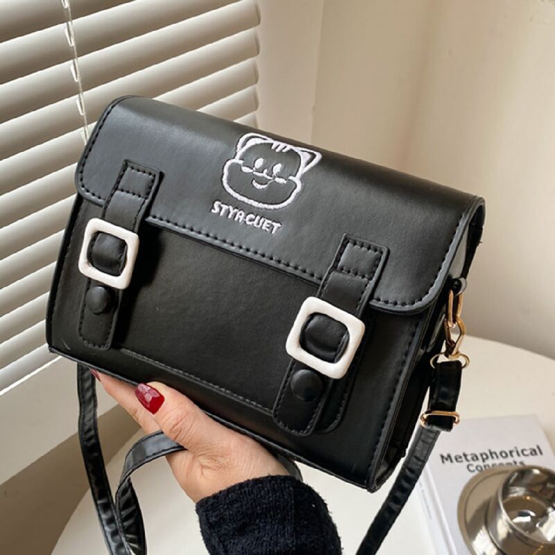 

Double Buckle Flap Crossbody Bag, Black