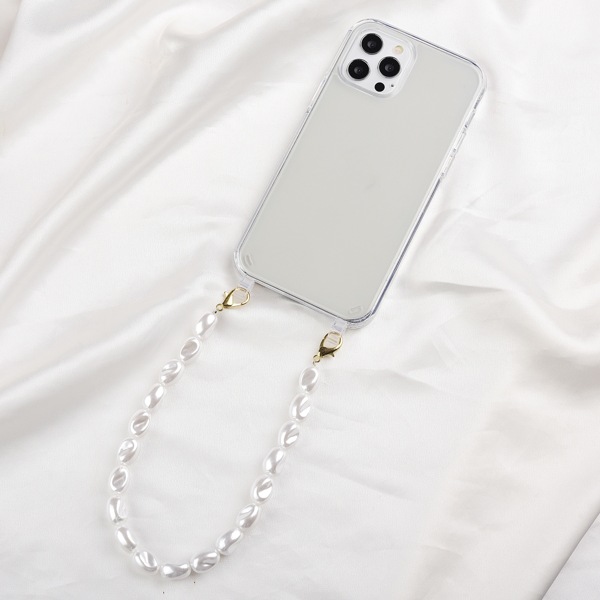 

Clear Phone Case With Faux Pearl Lanyard