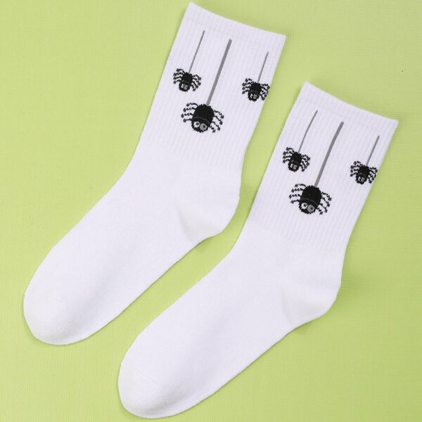 

Spider Print Crew Socks, White