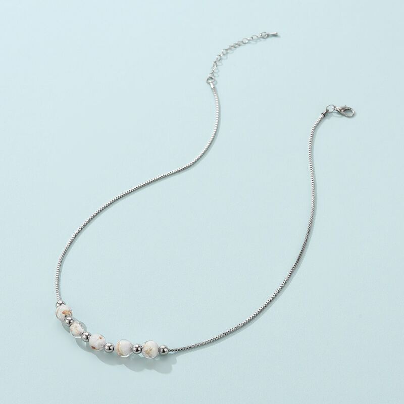 

Beaded Decor Chain Necklace, Silver