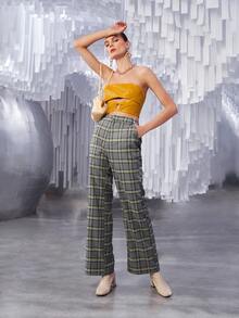 SHEIN Unity O-ring Front Crop PU Leather Tube Top - Ginger - View 4