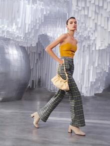 SHEIN Unity O-ring Front Crop PU Leather Tube Top - Ginger - View 8