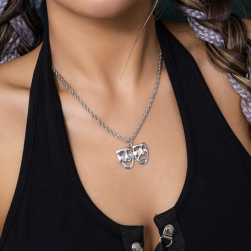 

Mask Decor Chain Necklace, Silver