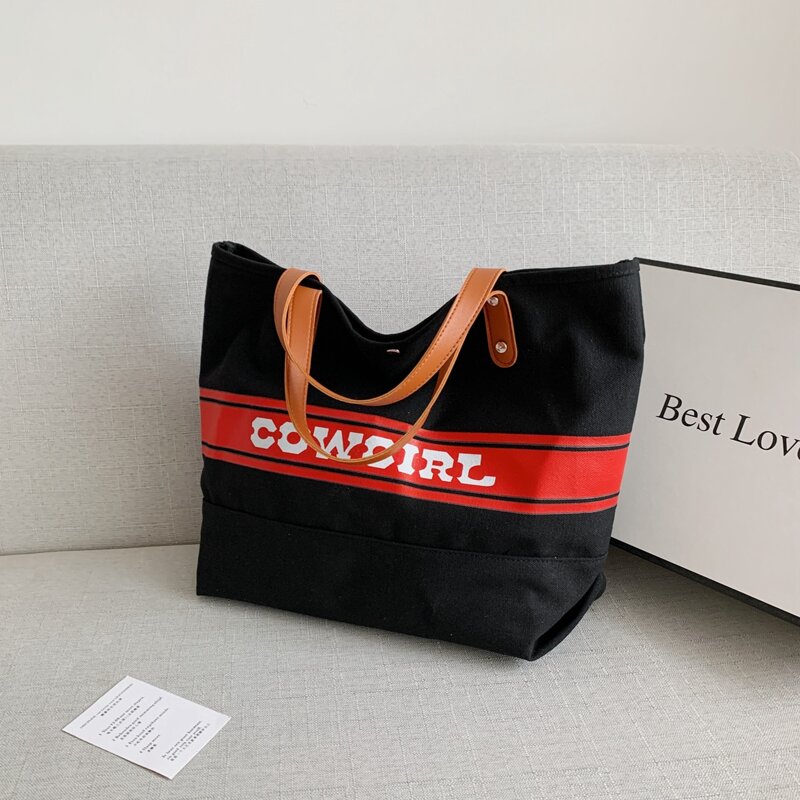 

Letter Graphic Tote Bag, Black