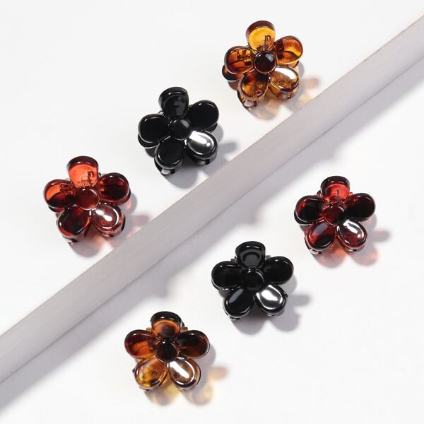 

6pcs Flower Decor Hair Claw, Multicolor