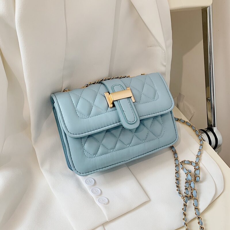 

Quilted Flap Shoulder Bag, Blue