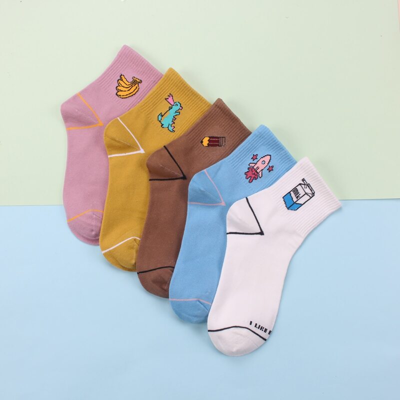 

5pairs Cartoon Graphic Crew Socks, Multicolor