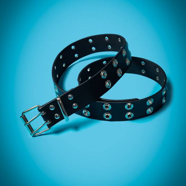 

Eyelet Decor Buckle Belt, Black
