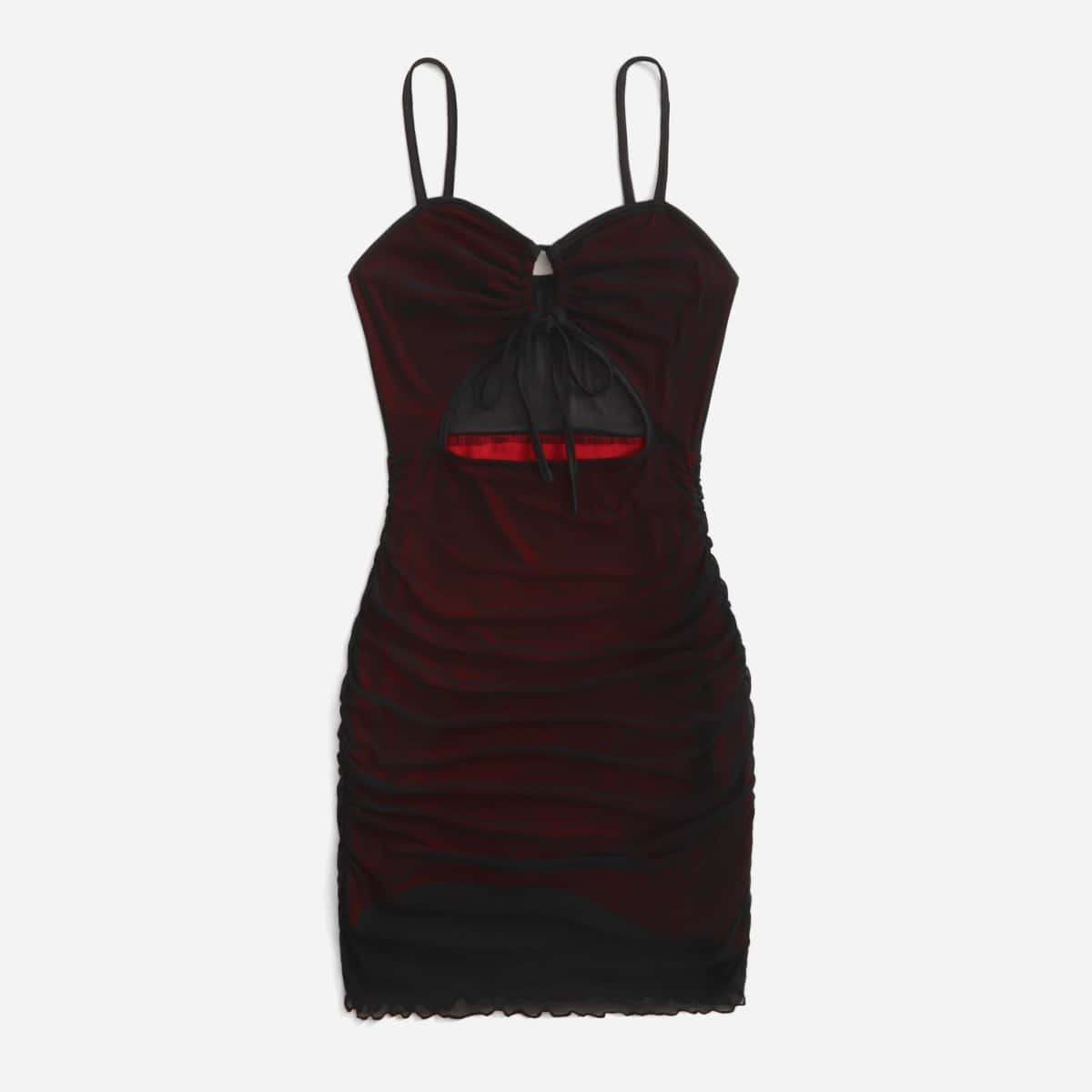 

Cut Out Drawstring Mesh Cami Dress, Multicolor