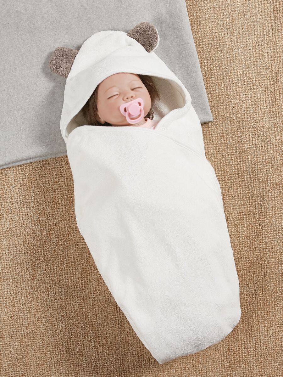 Ear Design Baby Swaddling Blanket - White - View 1
