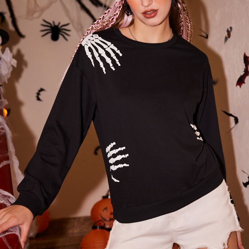 

Skeleton Graphic Sweatshirt, Black