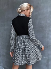 SHEIN LUNE Vestido con estampado de guingán bajo con fruncido - Multicolor - Ver 2