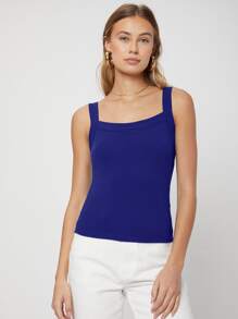 SHEIN Unity LENZING™ ECOVERO™品牌粘膠纖維背心上衣 - 寶藍色 - 查看 7