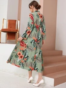 Divindia 花卉和葉子印花襯衫洋裝 - 彩色 - 查看 2