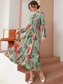 Divindia 花卉和葉子印花襯衫洋裝 - 彩色 - 查看 3